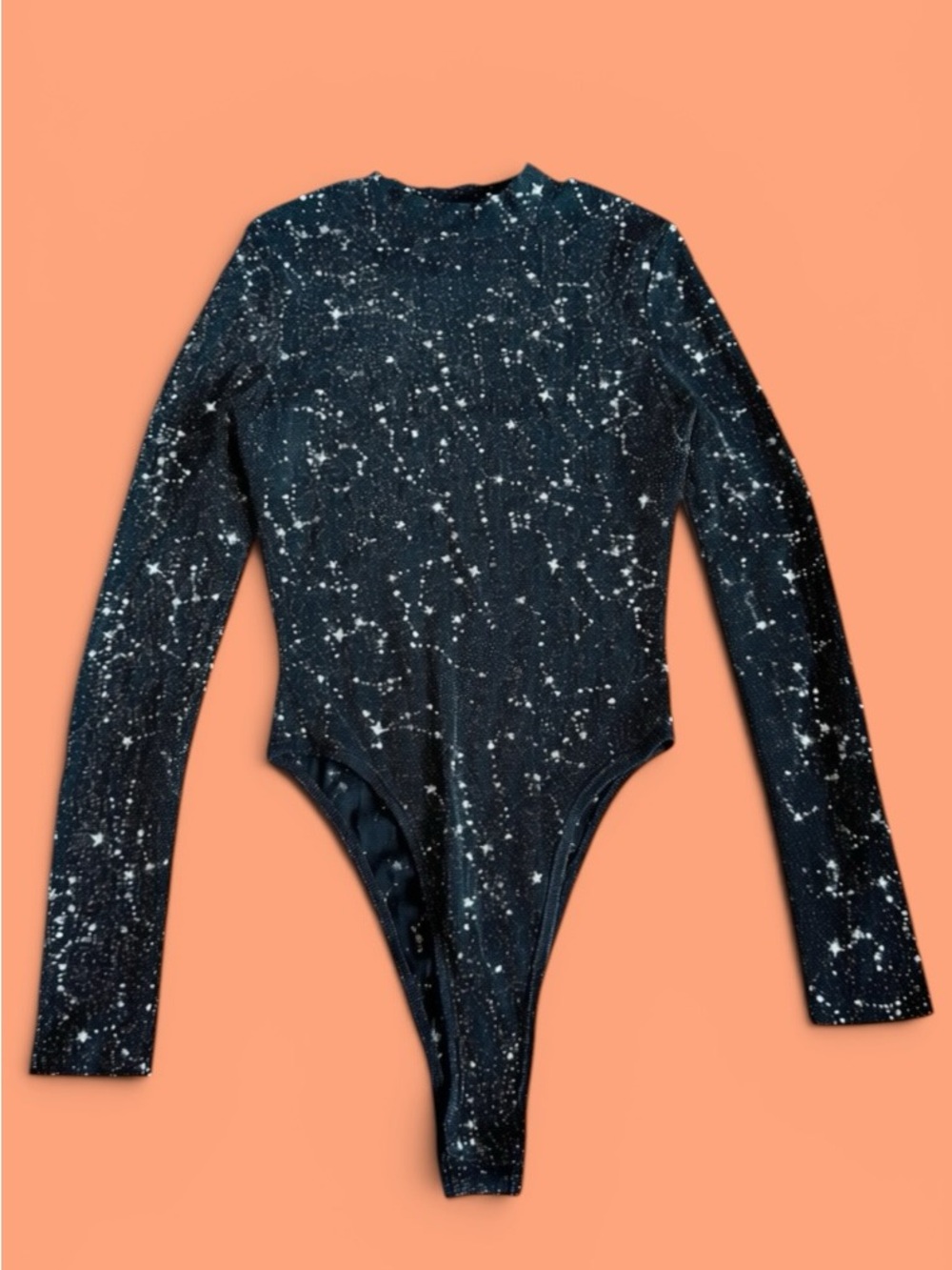 SHEIN Black Star Constellation Long Sleeve Bodysuit